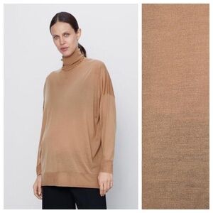 NWT. Zara Tan  Wool and Tencel™  Sweater. Size M.